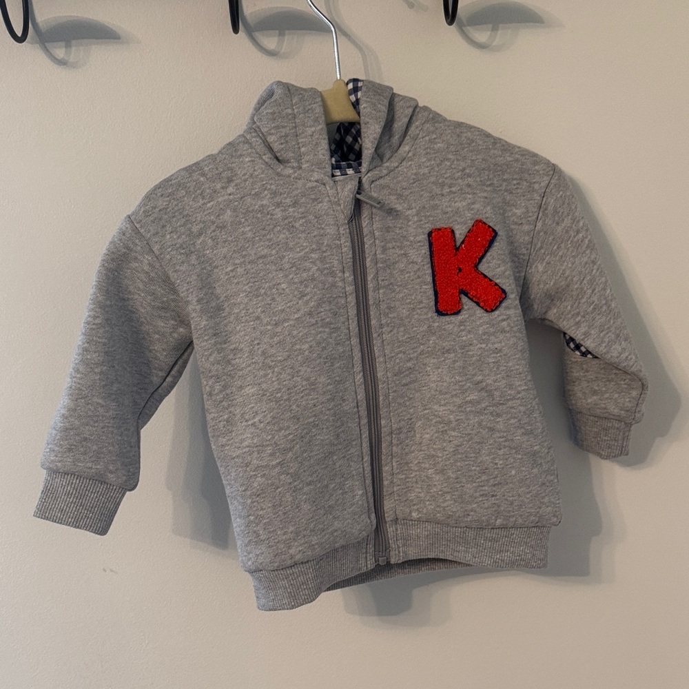 Kenzo Set: Kids Gray Kids Hoodie and Sweats set with Red embroidered stitching